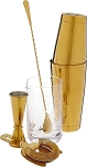 Mercer M37131GD - Barfly Cocktail Mixing Set, 5-piece, gold plated finish, color gift box